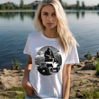 Sasquatch Jeep Ducking Graphic T-Shirt