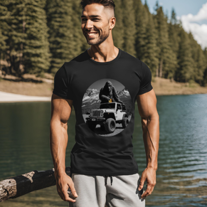 Sasquatch Jeep Ducking Graphic T-Shirt - Image 2