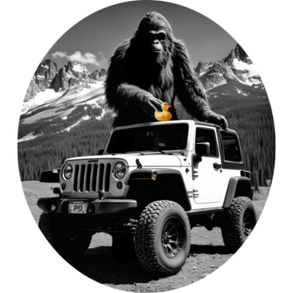 Sasquatch Jeep Ducking Graphic T-Shirt - Image 5